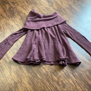Plum Asymmetrical Off the Shoulder Knit Top